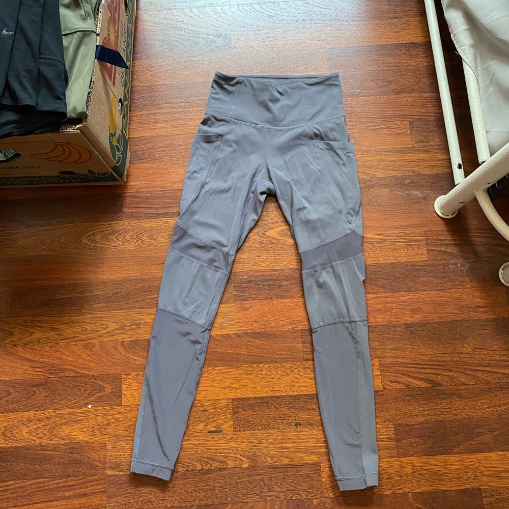 Mauve Athleta Mesh Leggings With Pocket